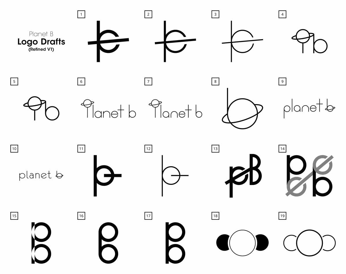 Planet B Logo Drafts