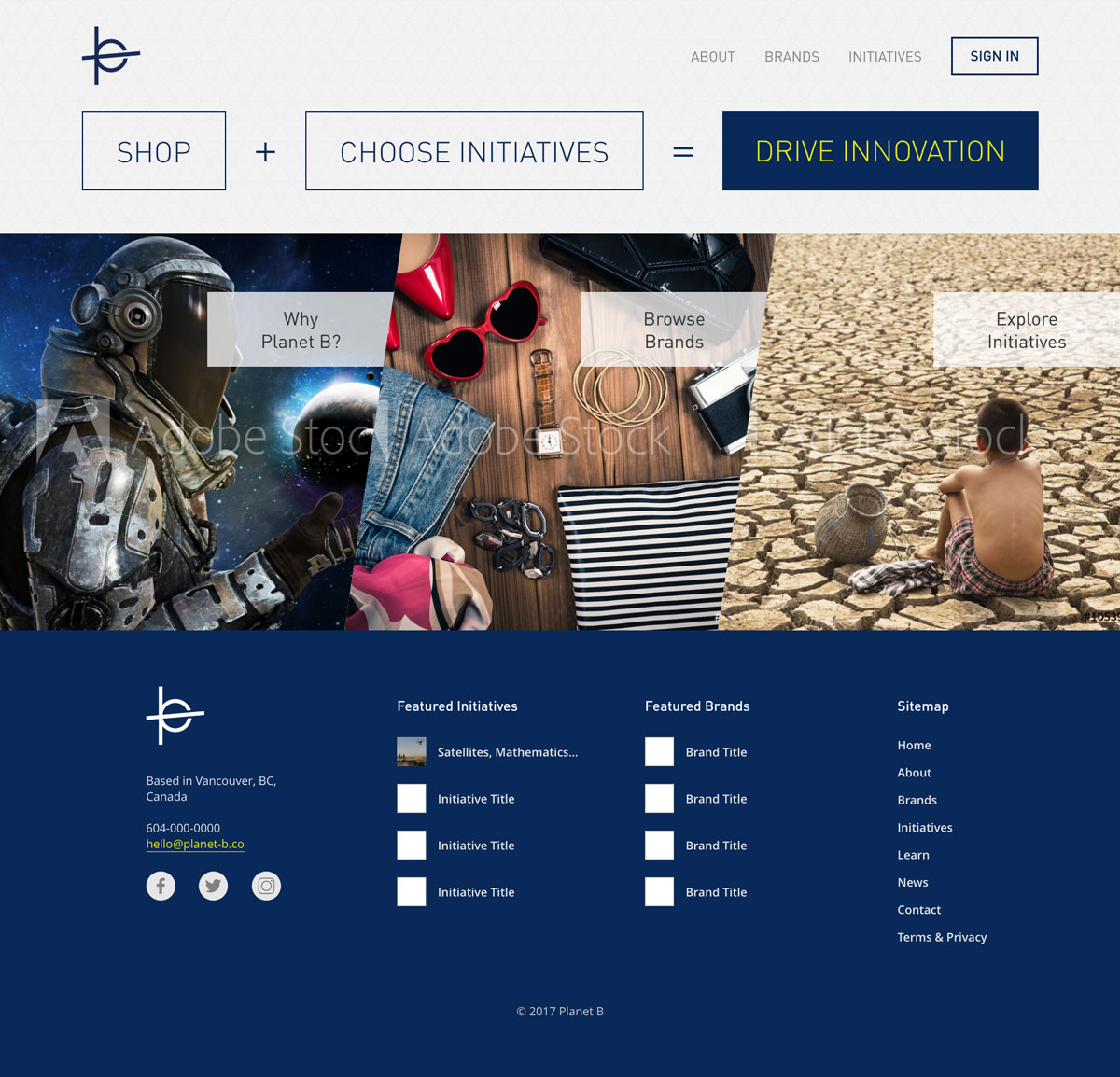 Planet B Website Design Mockup - Home Page