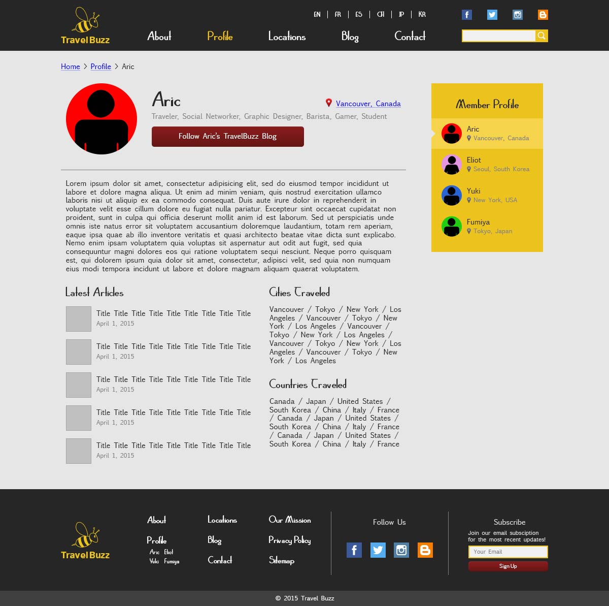 Travel Buzz Website Design Mockup Profile