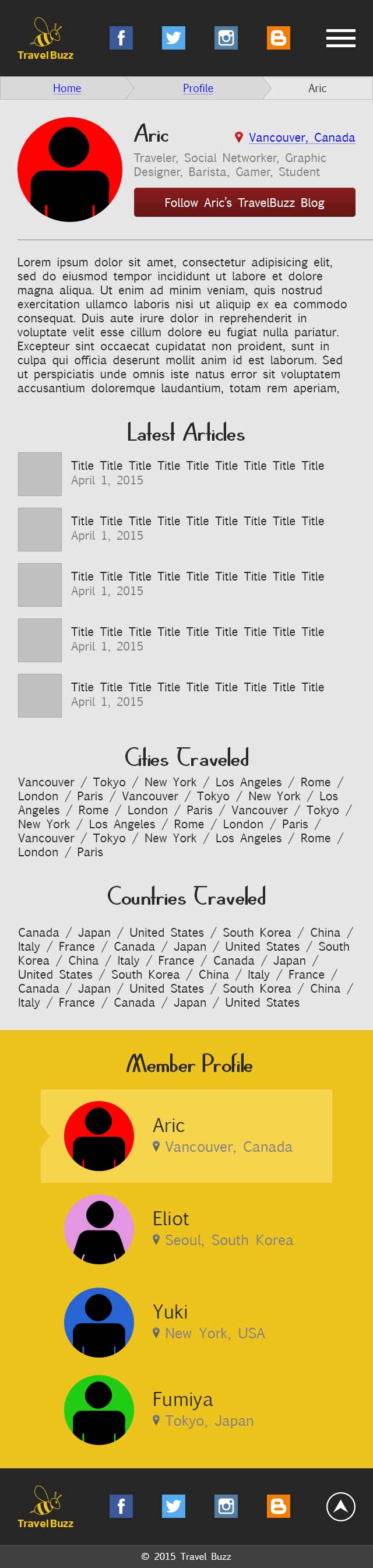Travel Buzz Website Design Mockup Profile Mobile